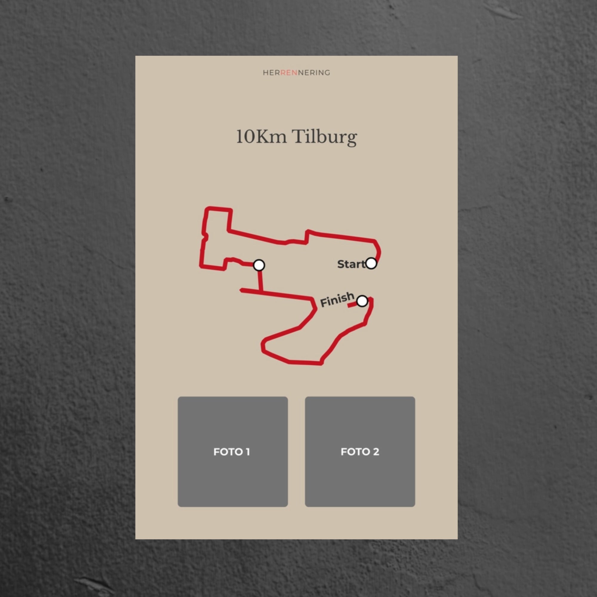 10Km Tilburg (Beige) - Personalized Souvenir Plate