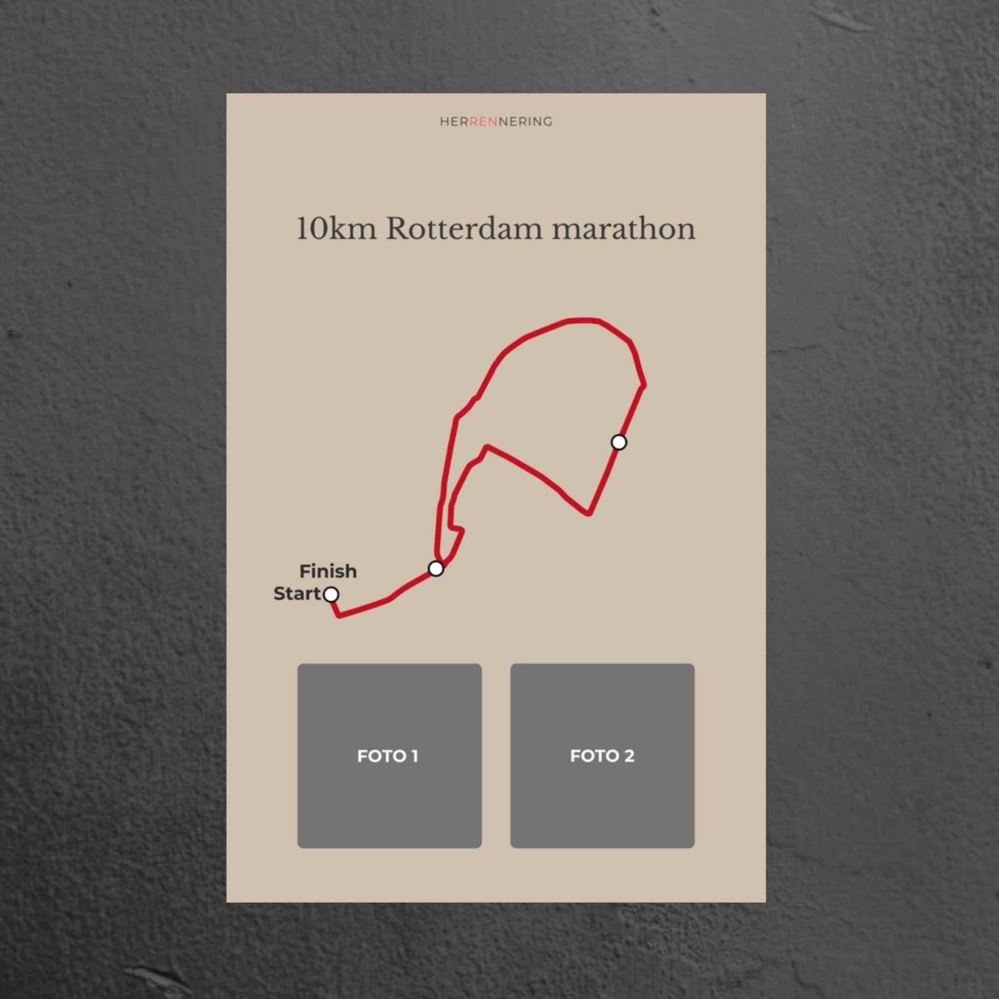 10Km Rotterdam Marathon (Beige) - Personalized Souvenir Plate