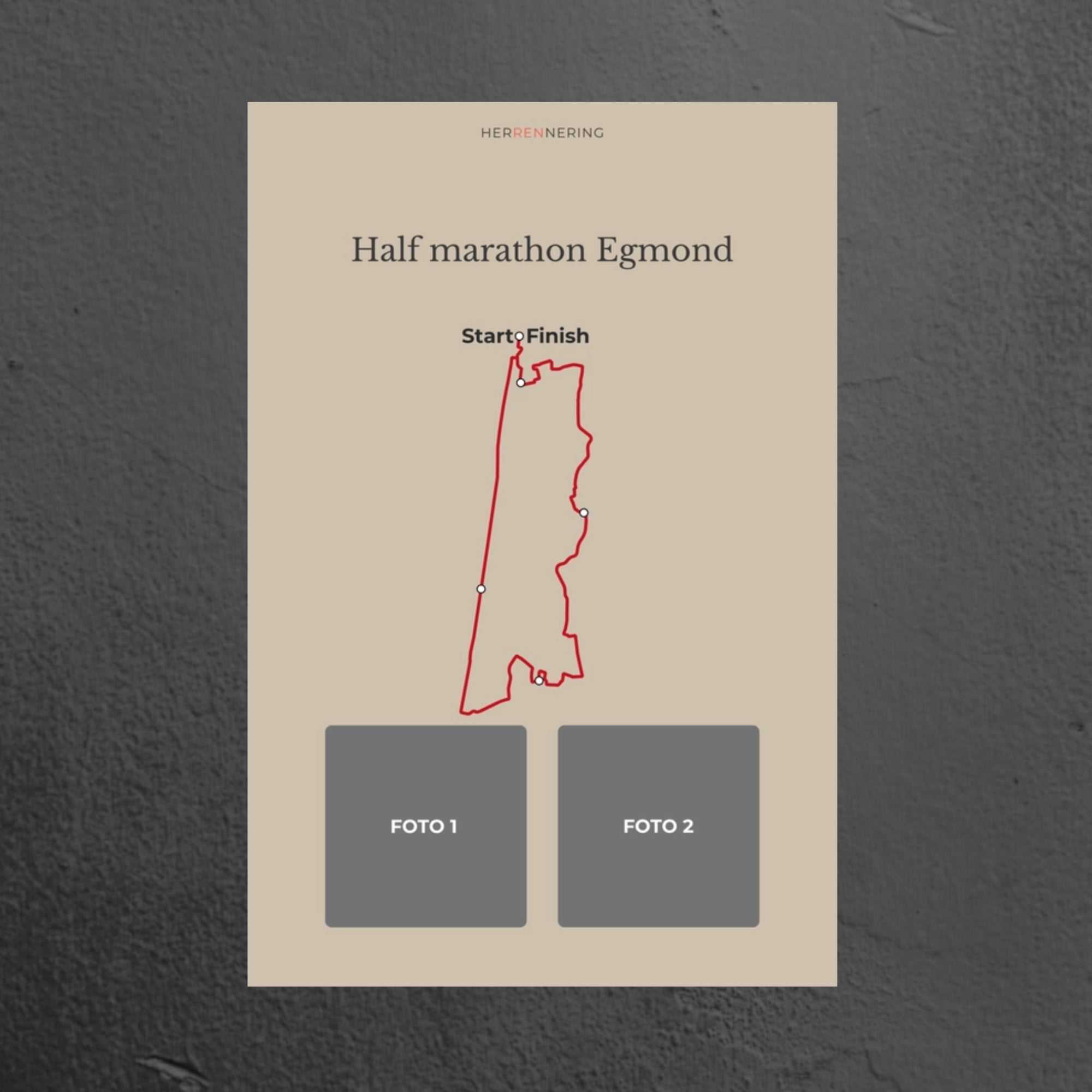 Half Marathon Egmond (Beige) - Personalized Souvenir Plaque